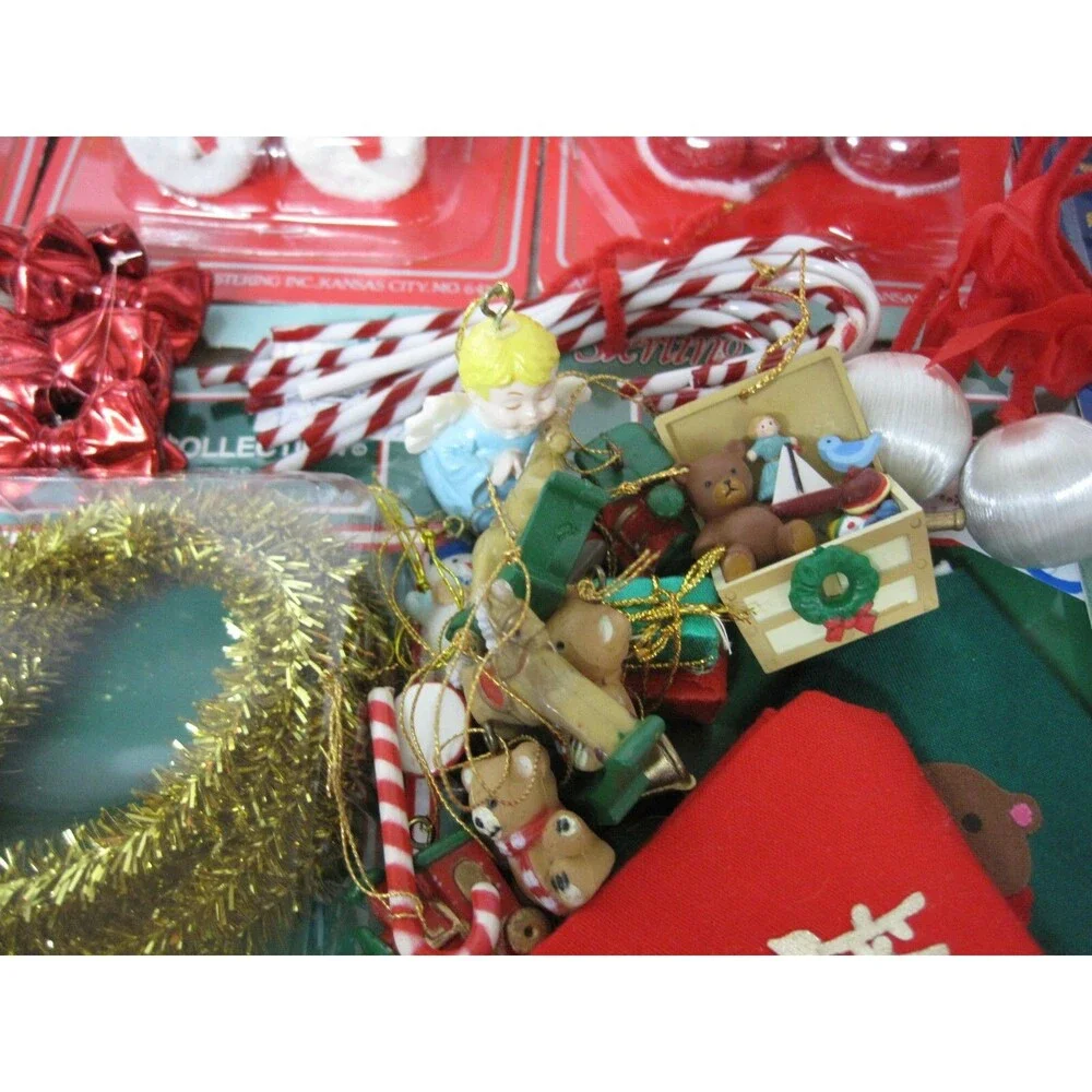 Huge Lot Sterling Itty Bitty Ornaments Tree Toppers Garland Mini Christmas Tree